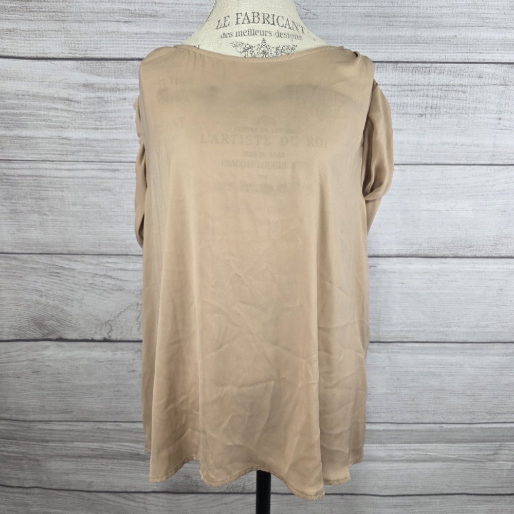Hal Rubenstein Beige Womems Cuffed Sleeve Blouse
